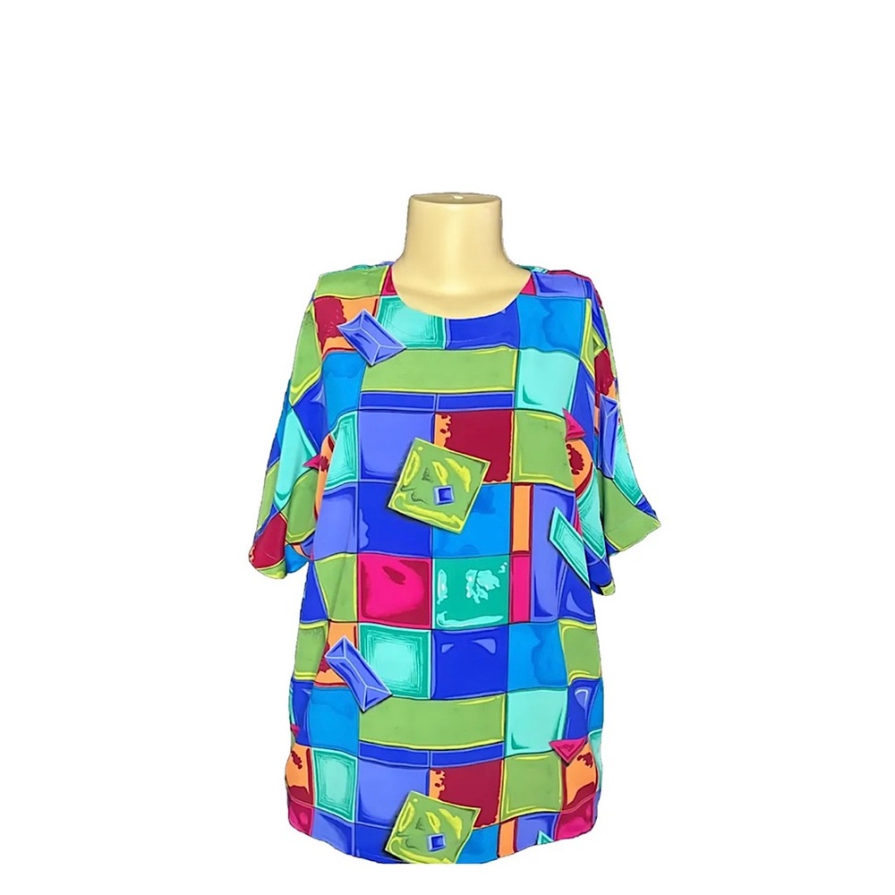 Vintage 80s Casual Corner Abstract Blouse